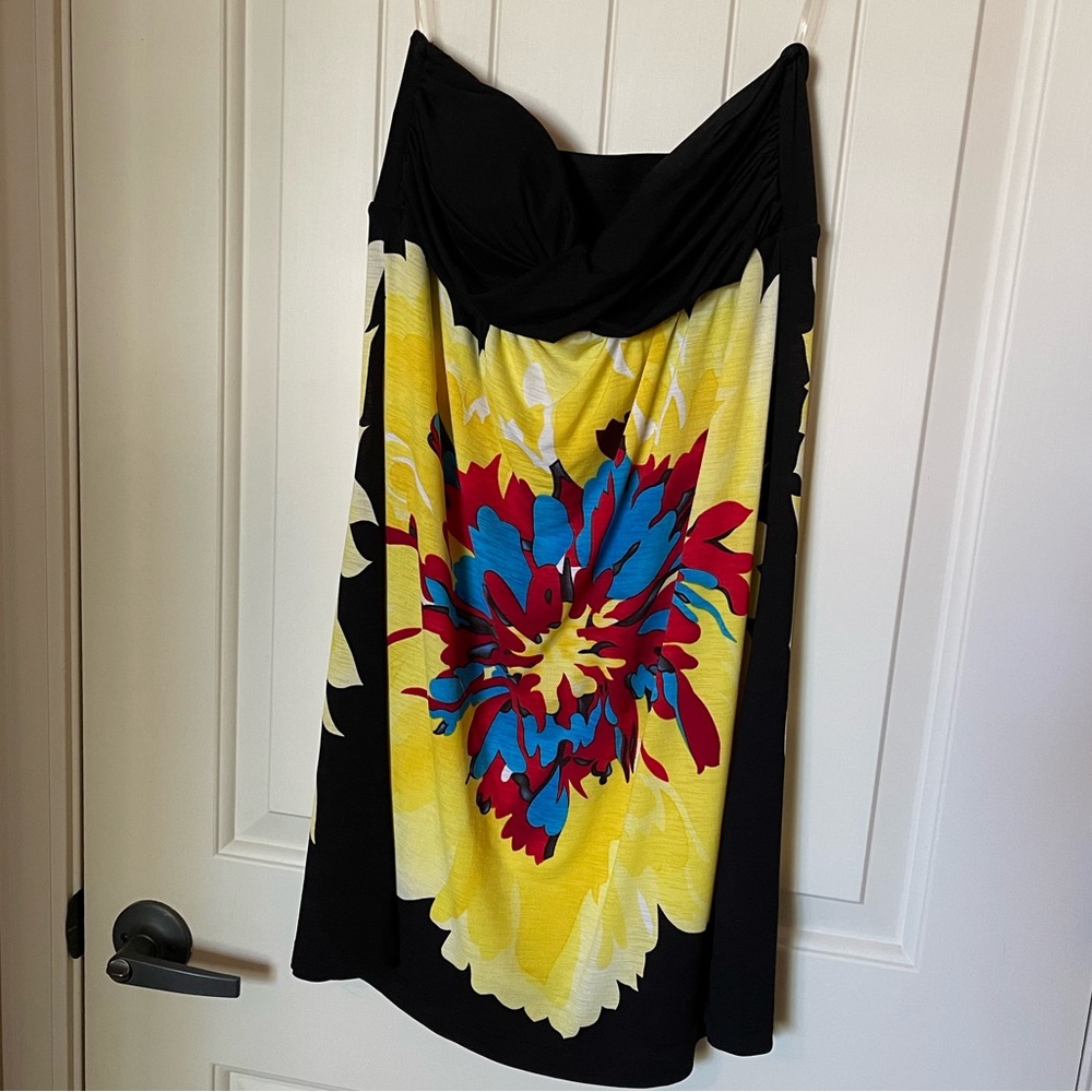 Strapless dress.